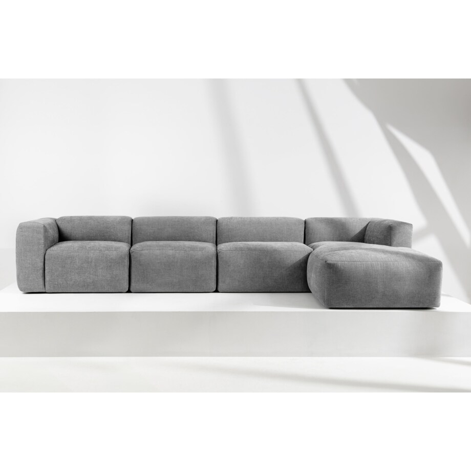 KONSIMO BUFFO Sofa narożna prawa 6-osobowa z wyjątkowo miękkim siedziskiem, kolor popielaty