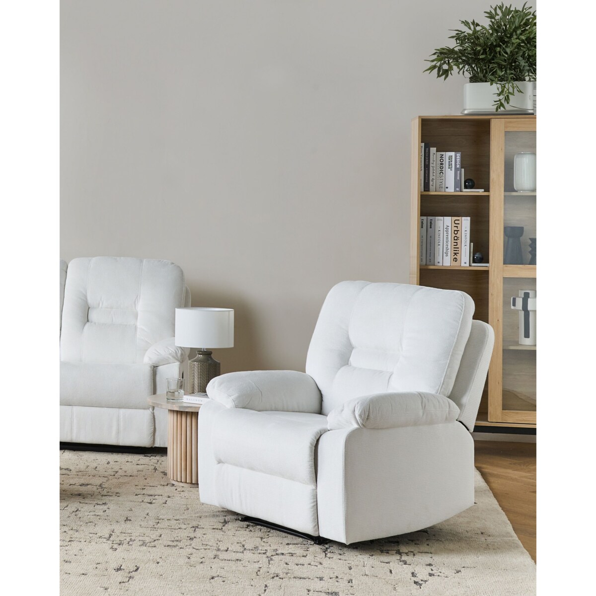 Rozkładany fotel BERGEN Tkanina Biały