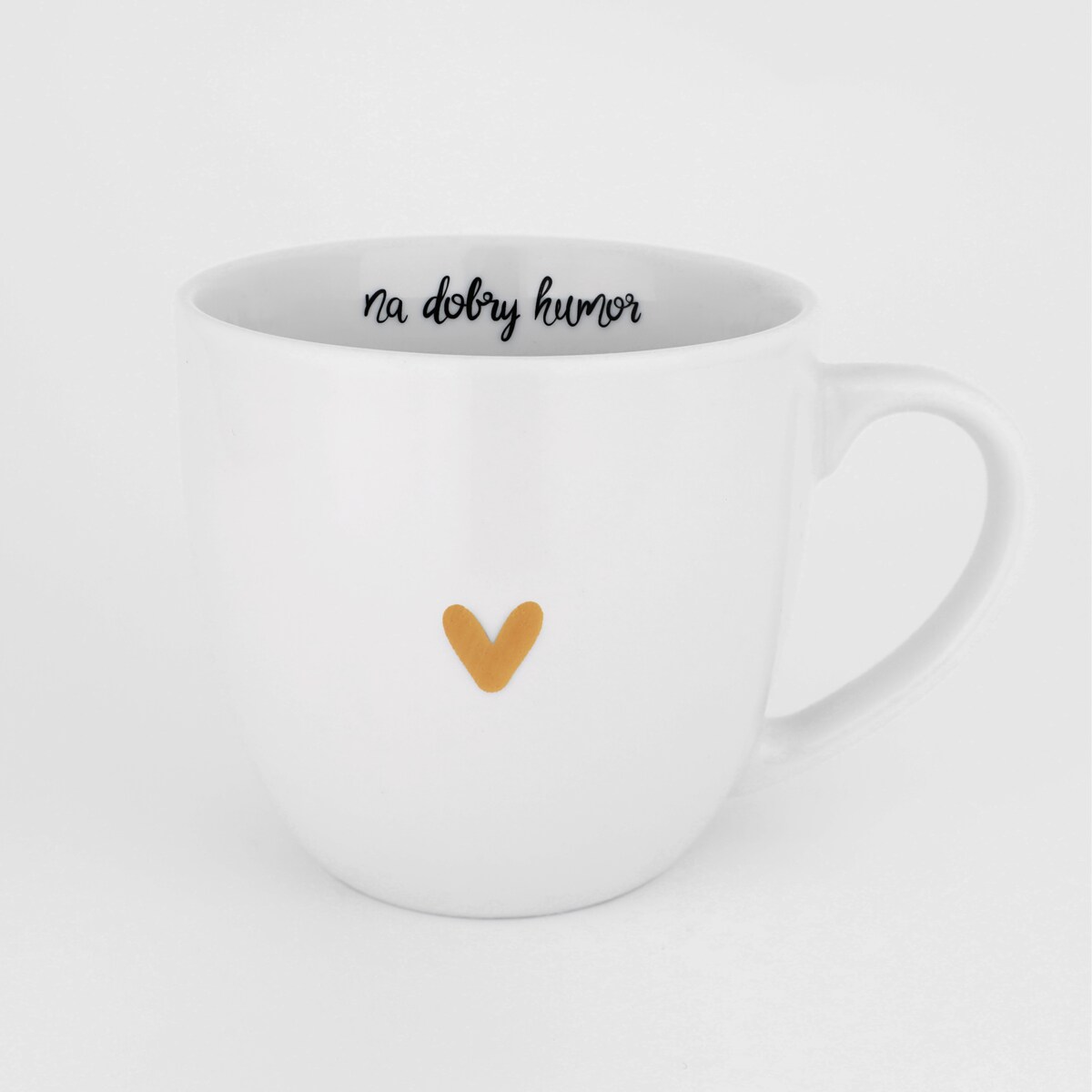 Biały kubek porcelanowy 300 ml - motyw złotego serca dla przyjaciółki na urodziny