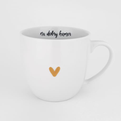 Biały kubek porcelanowy 300 ml - motyw złotego serca dla przyjaciółki na urodziny