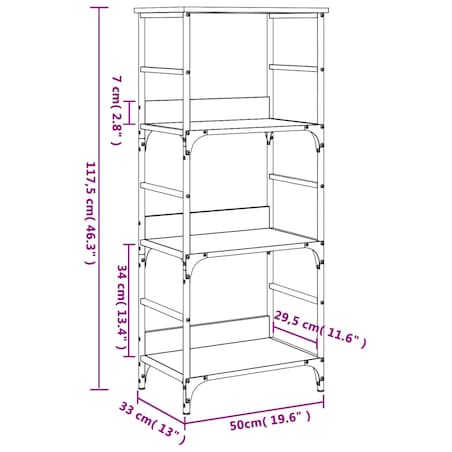 vidaXL Regał na książki, dąb sonoma, 50x33x117,5 cm