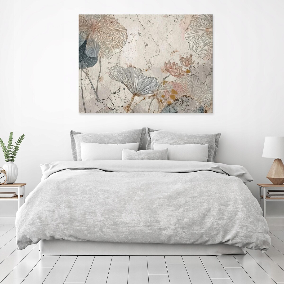 Obraz Do Sypialni Salonu Na Płótnie Kwiaty Vintage Beżowy 60x40