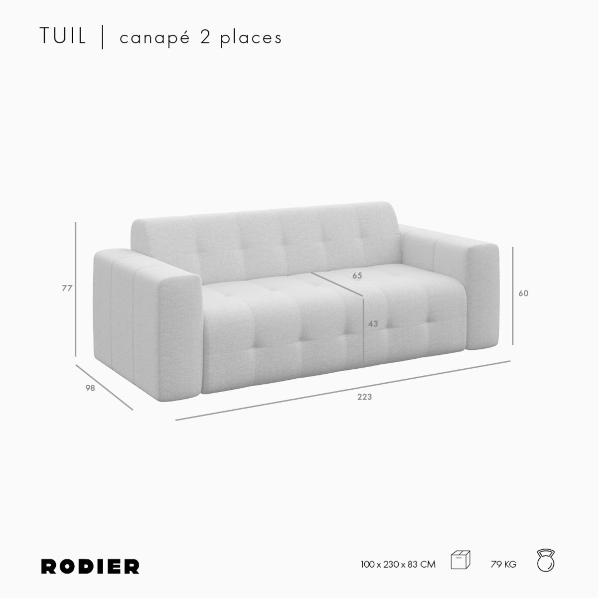 Sofa 3 osobowa Tuil srebrnoszara