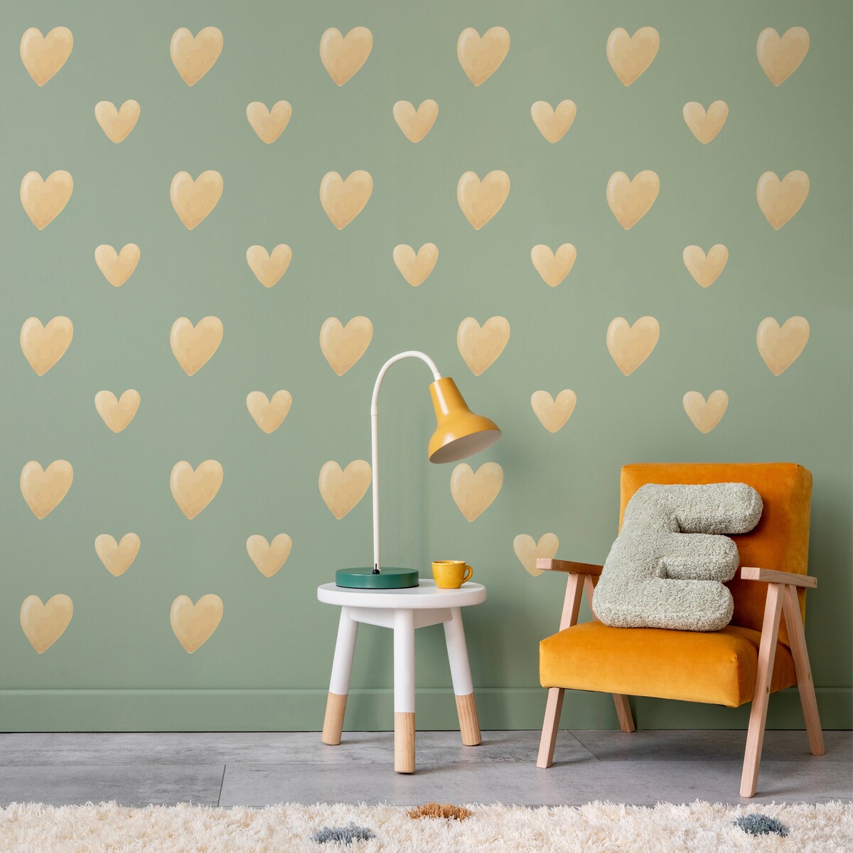 Naklejki Na Ścianę Dla Dzieci Żółte SERDUSZKA Serca ZESTAW