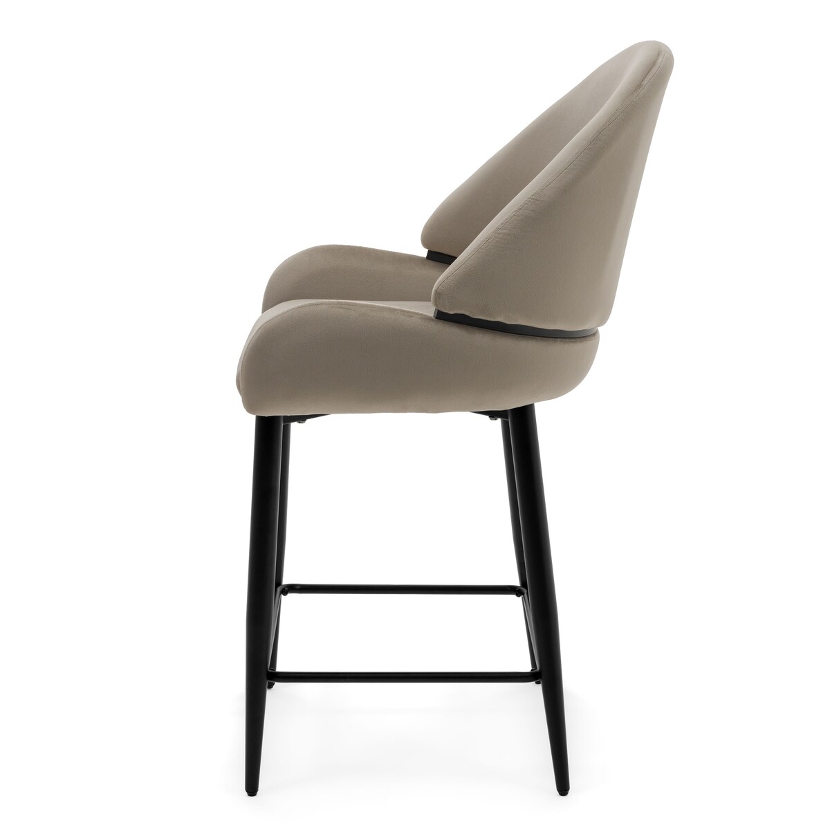 Hoker tapicerowany welurowy do salonu BERGAMO ciemnobeżowy