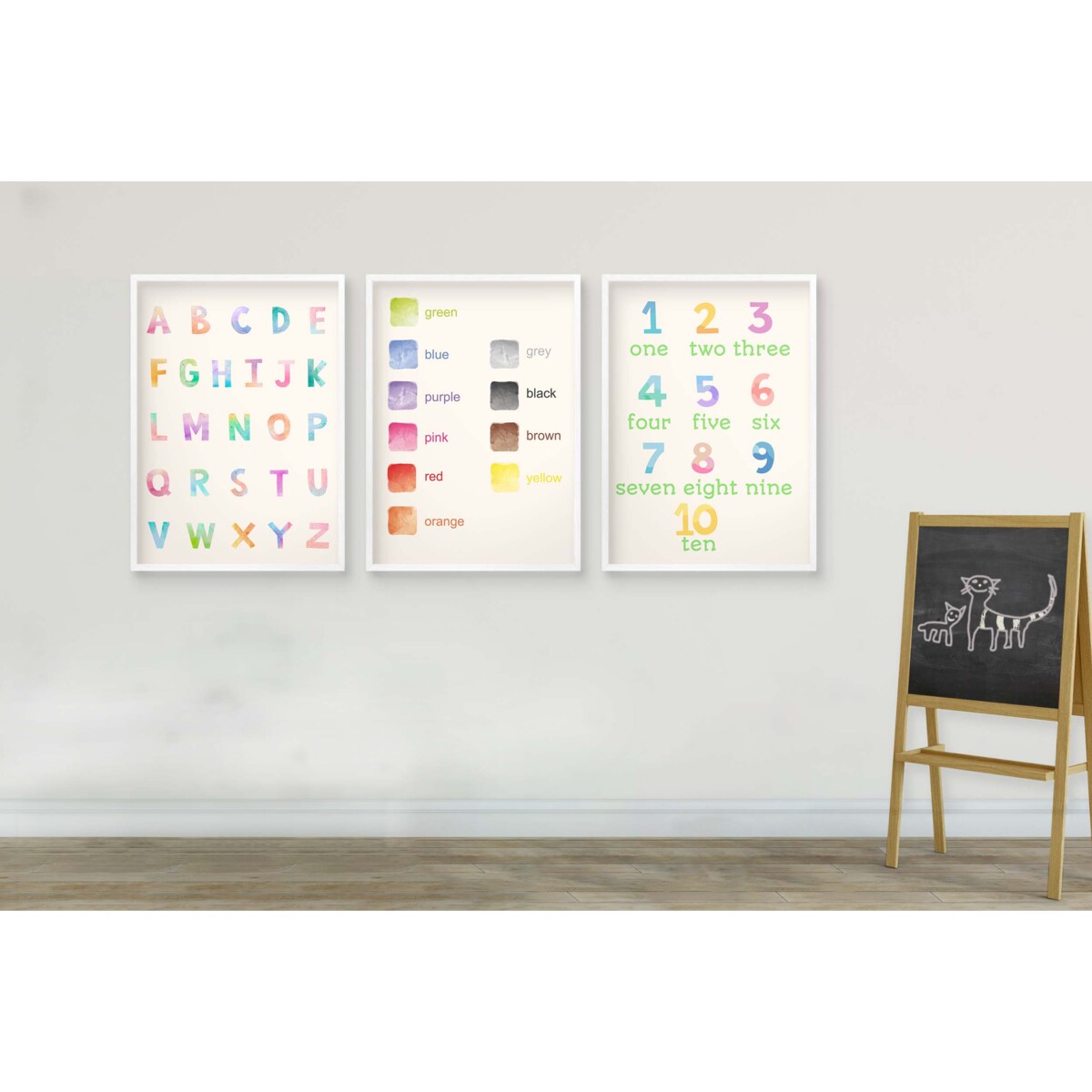 Plakat edukacyjny montessori język angielski do pokoju dziecka przedszkola