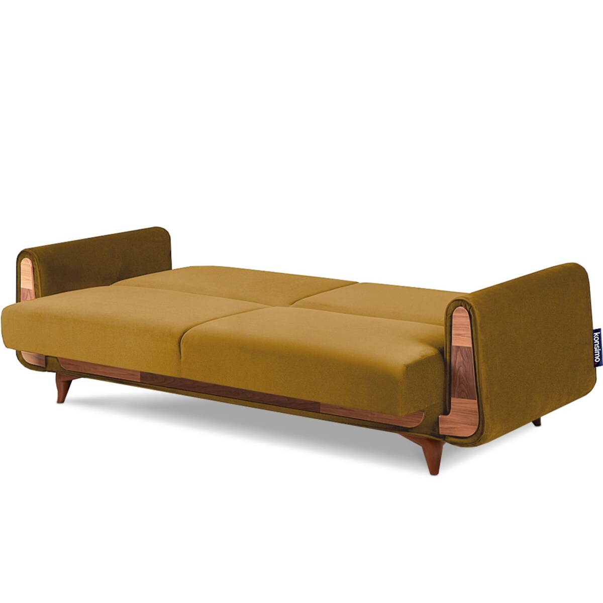 KONSIMO GUSTAVO Żółta aksamitna rozkładana sofa
