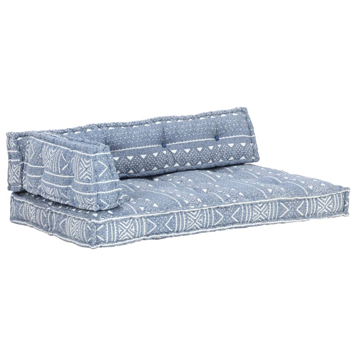 vidaXL Sofa z poduszek na paletę, tkanina, indygo patchwork
