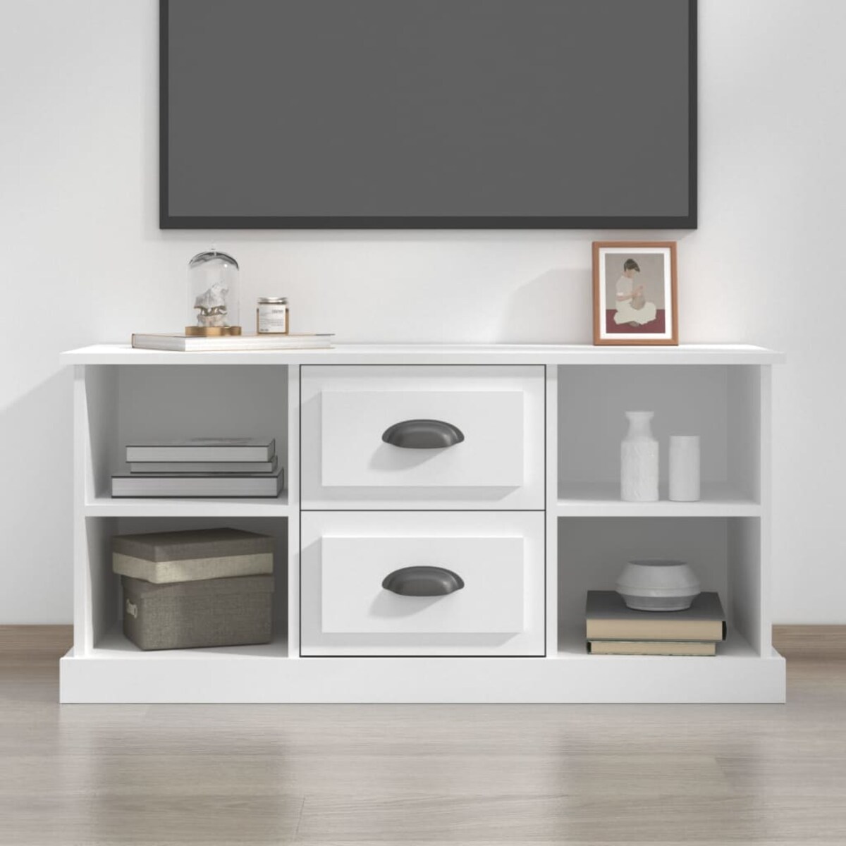vidaXL Szafka pod TV, biała, 99,5x35,5x48 cm, materiał drewnopochodny