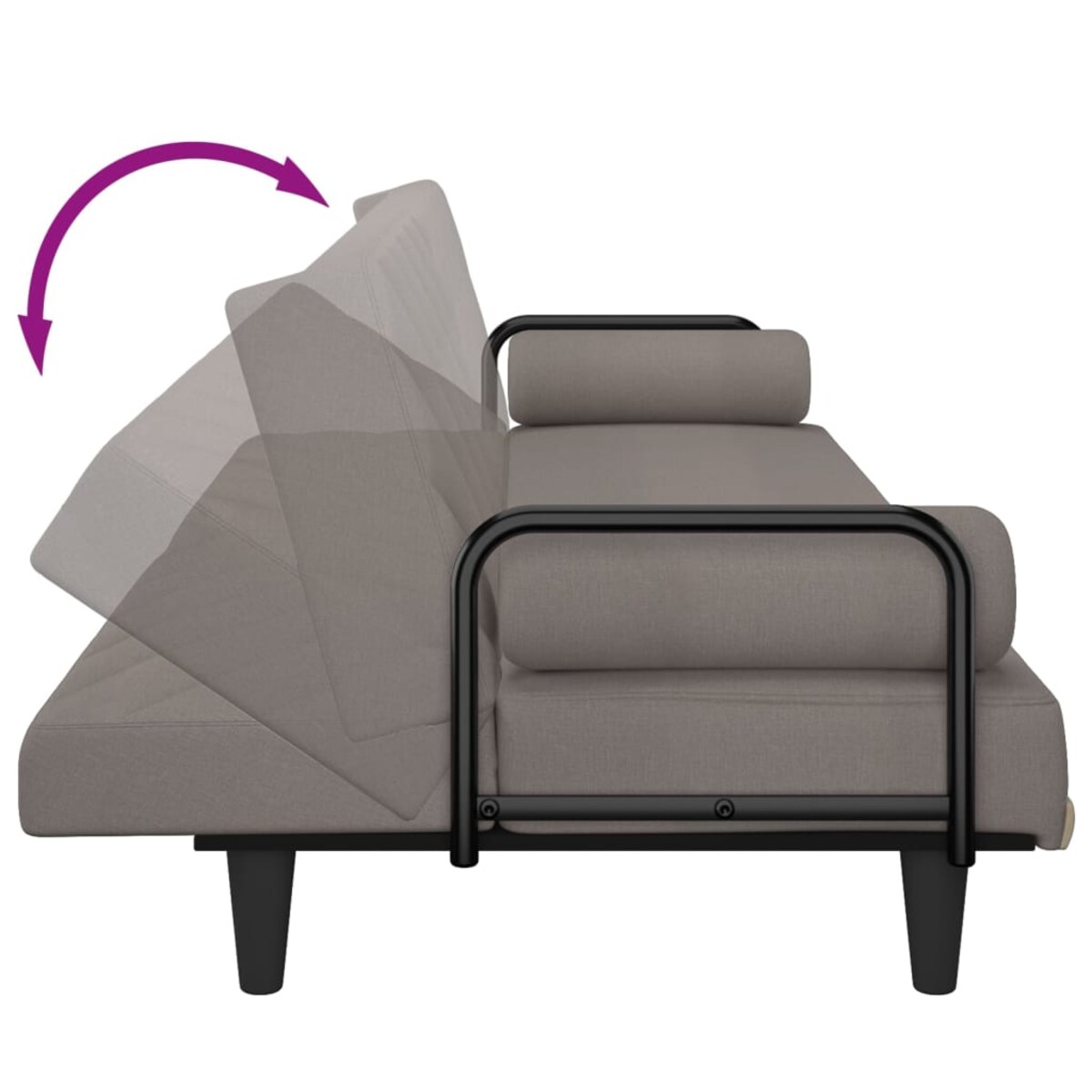 vidaXL Rozkładana kanapa z podłokietnikami, kolor taupe, obita tkaniną