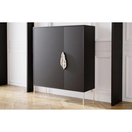 Czarna komoda / szafka na buty Skandica MERLIN ze złotymi dodatkami