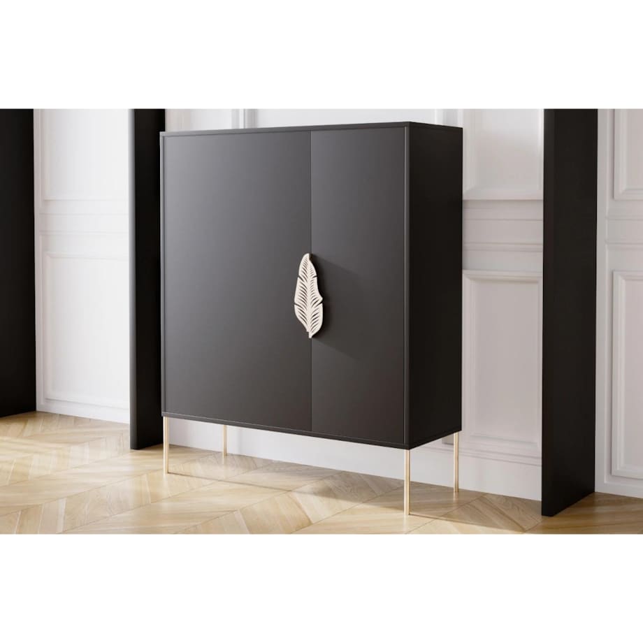 Czarna komoda / szafka na buty Skandica MERLIN ze złotymi dodatkami