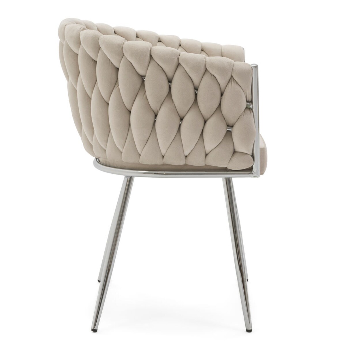 KRZESŁO WELUROWE DO KUCHNI KASZMIROWE SREBRNE NOGI ROSA CHROME PLECIONE