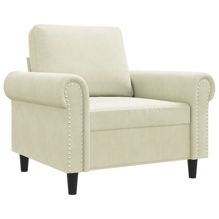 vidaXL Fotel, kremowy, 60 cm, obity aksamitem