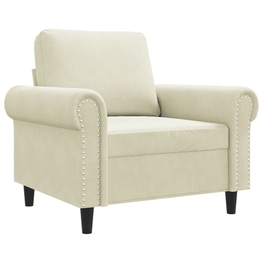 vidaXL Fotel, kremowy, 60 cm, obity aksamitem