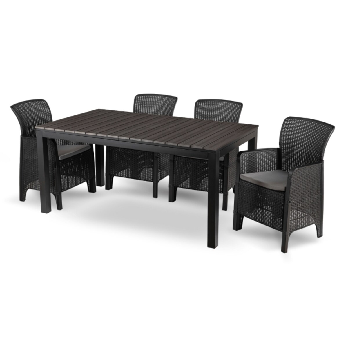 Zestaw Mebli Ogrodowych Na Taras Ogród Technorattan Czarny Popiel