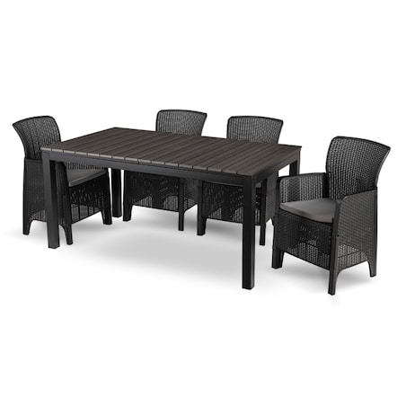 Zestaw Mebli Ogrodowych Na Taras Ogród Technorattan Czarny Popiel