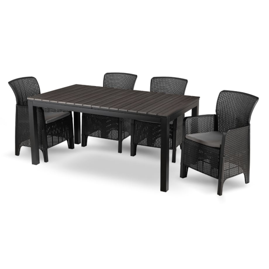 Zestaw Mebli Ogrodowych Na Taras Ogród Technorattan Czarny Popiel