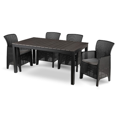 Zestaw Mebli Ogrodowych Na Taras Ogród Technorattan Czarny Popiel