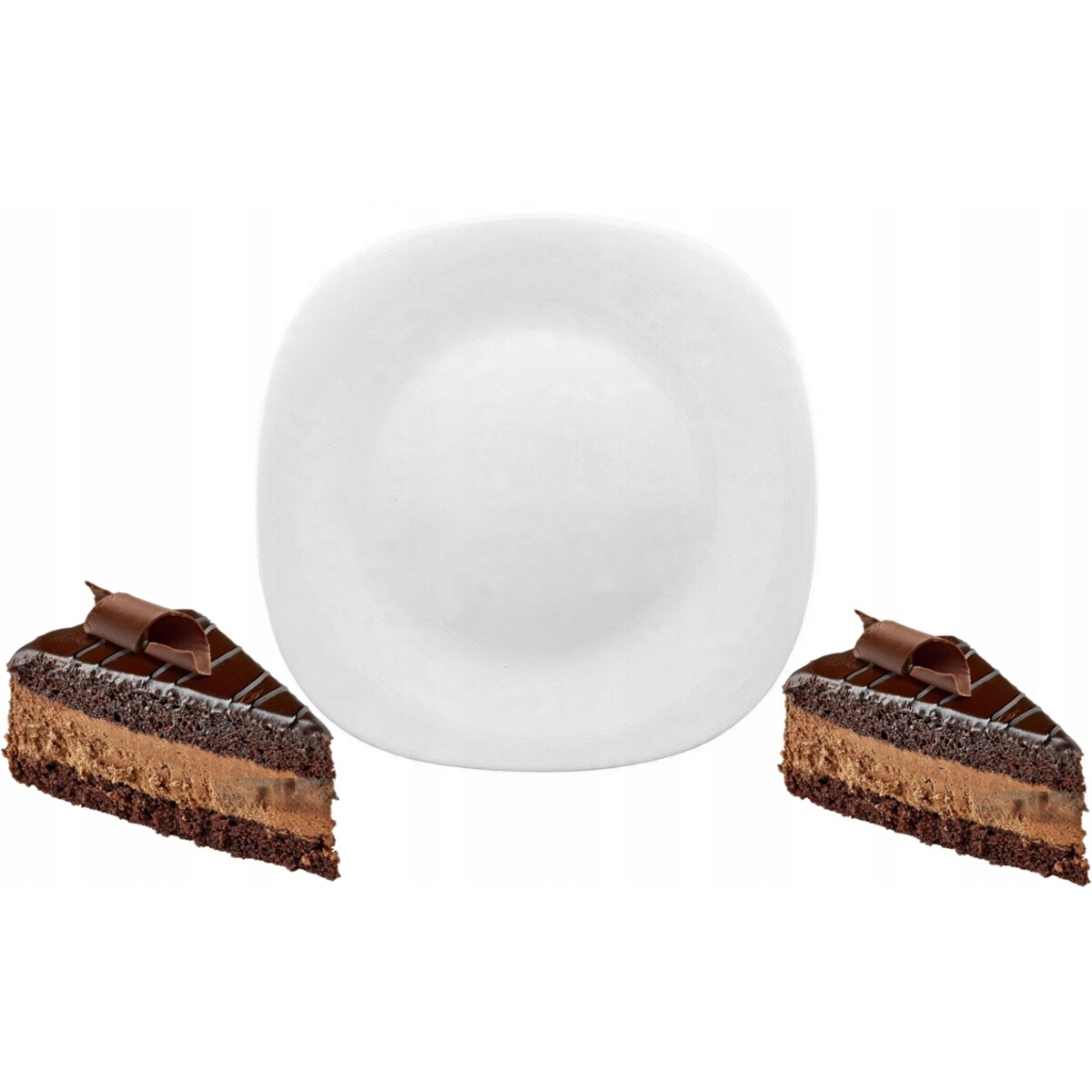 BIAŁE KWADRATOWE TALERZE DESEROWE bormioli 6szt 20cm PARMA na ciasto deser