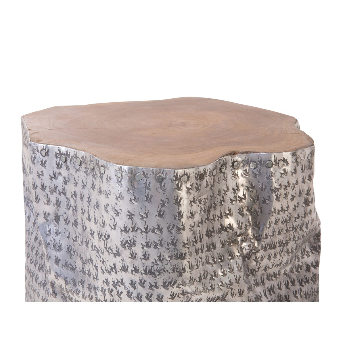 Stolik kawowy tekowy srebrny GORDON