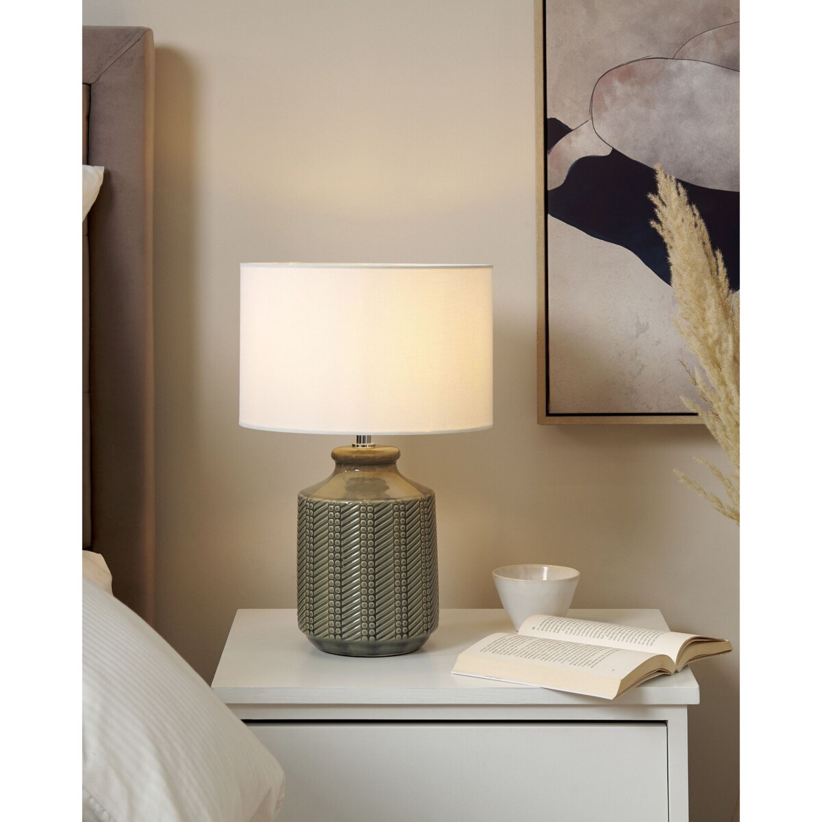 Lampa stołowa ceramiczna szara ESPERANCE