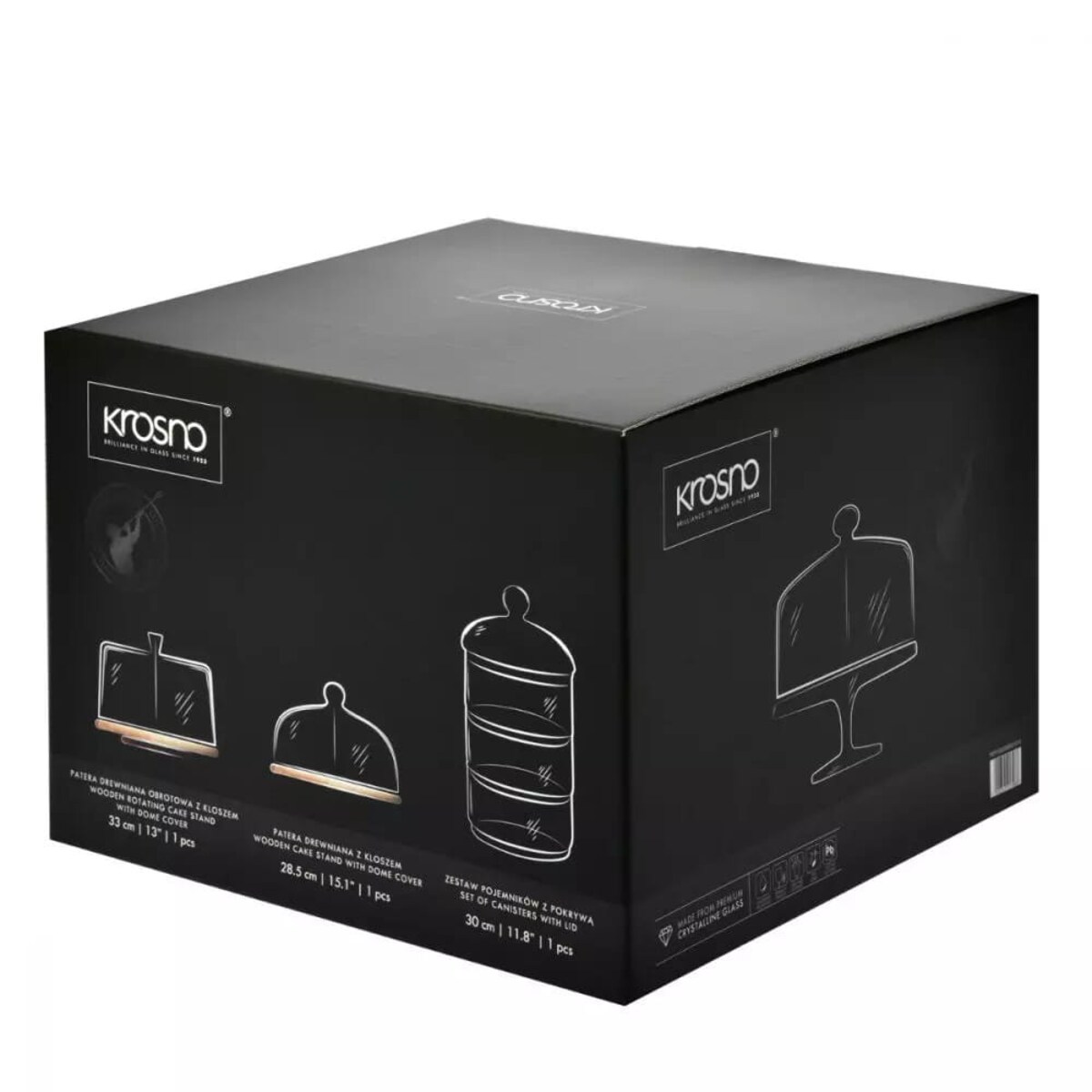 Patera z Kloszem Glamour Krosno 31 cm na Nodze Stopce Duża do Serwowania