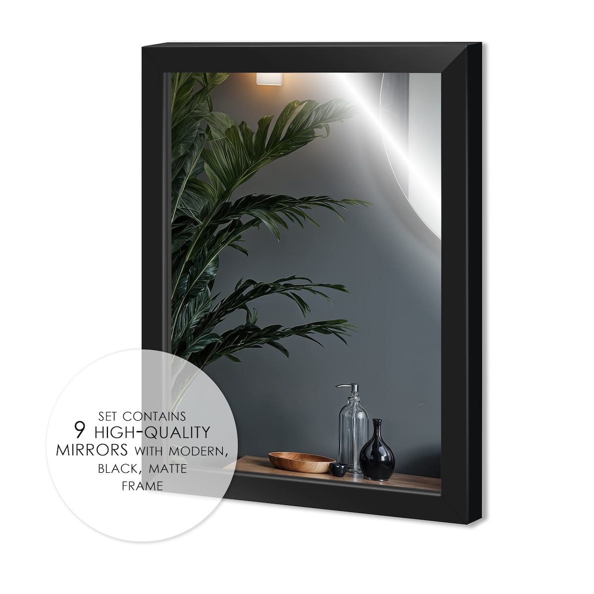 Zestaw 9 lusterek z ramą 20x26 cm do zwieszenia, lustrzana galeria ścienna
