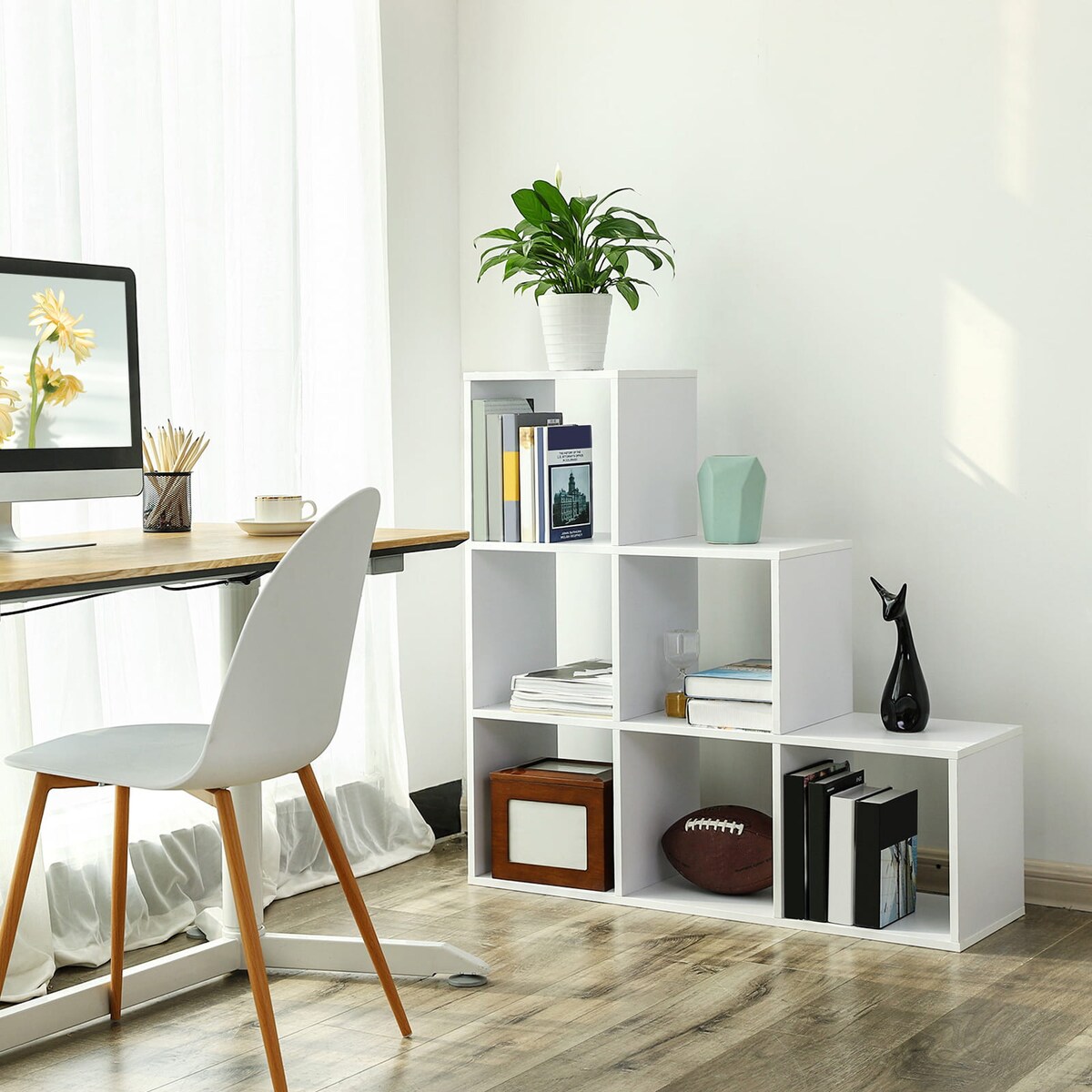 Regał Schodkowy 97,5X29X97,5 Cm Biały