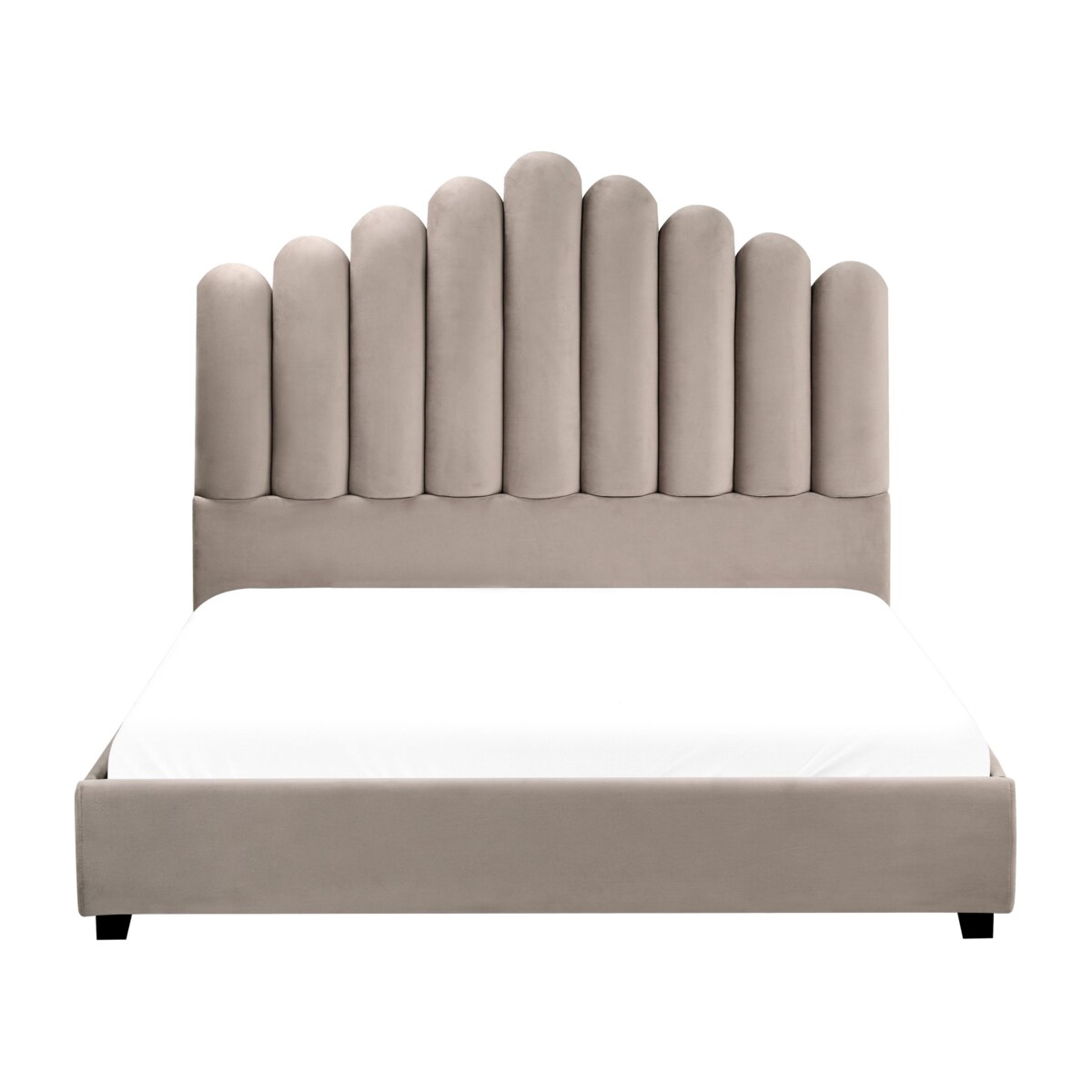 Łóżko wodne Welur VINCENNES 140 x 200 cm Beżowoszary