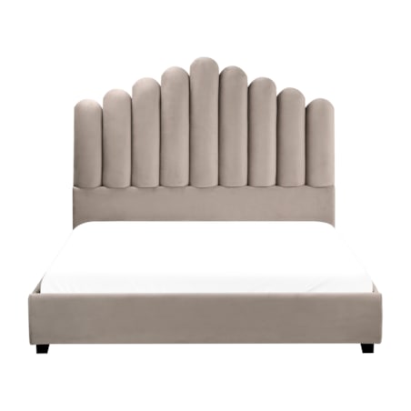 Łóżko wodne Welur VINCENNES 140 x 200 cm Beżowoszary