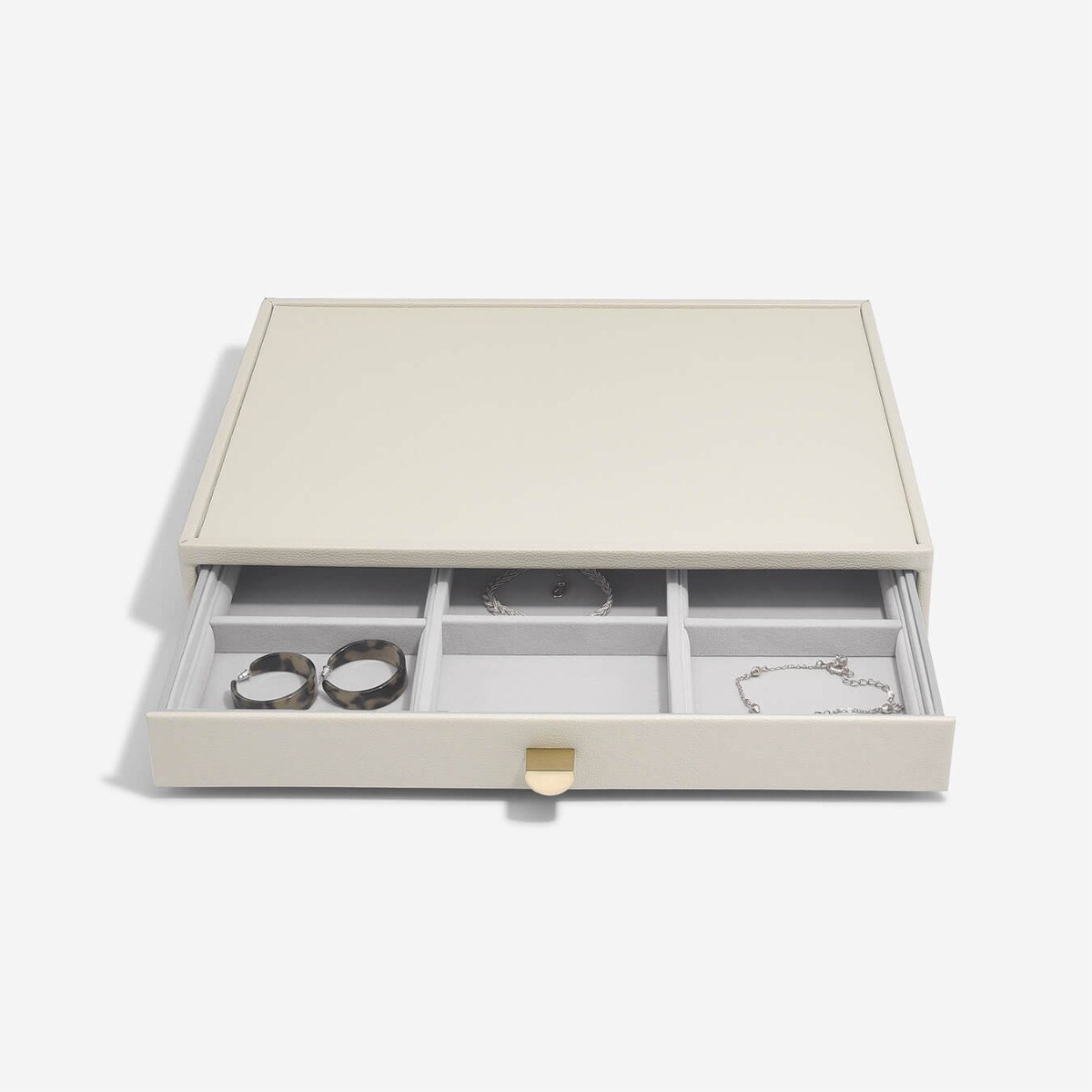 Szkatułka na biżuterię Stackers 9 komorowa supersize jasnobeżowa z szufladą