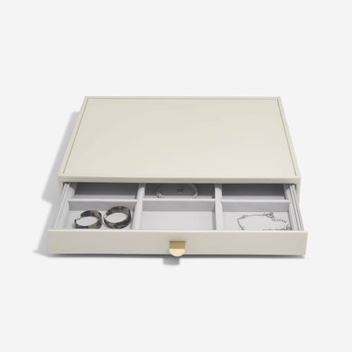 Szkatułka na biżuterię Stackers 9 komorowa supersize jasnobeżowa z szufladą