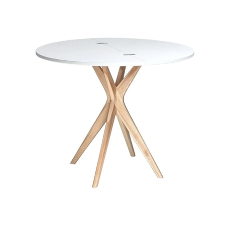 Stół półokrągły CUTTI 100x100 rozkładany biały/jesion