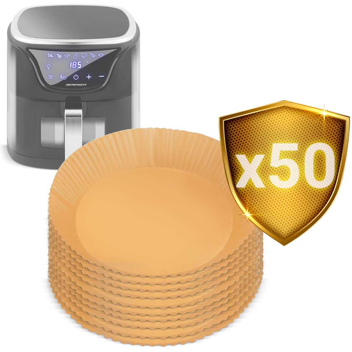 Papier do pieczenia do frytkownicy 50 szt air fryer 20 cm Berdsen