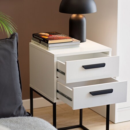 Konsimo RECTUS Zestaw stolików nocnych 2szt.w kolorze białym