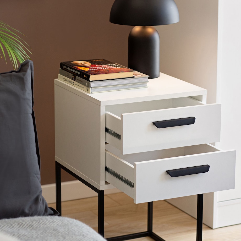 Konsimo RECTUS Zestaw stolików nocnych 2szt.w kolorze białym