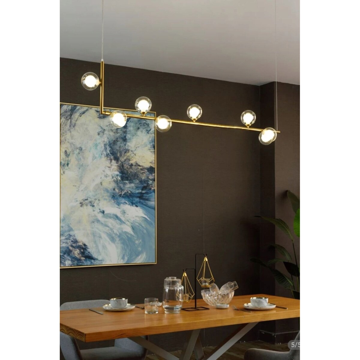 Lampa Glamour Szklane 8 Kul Gold Wisząca Złota G9