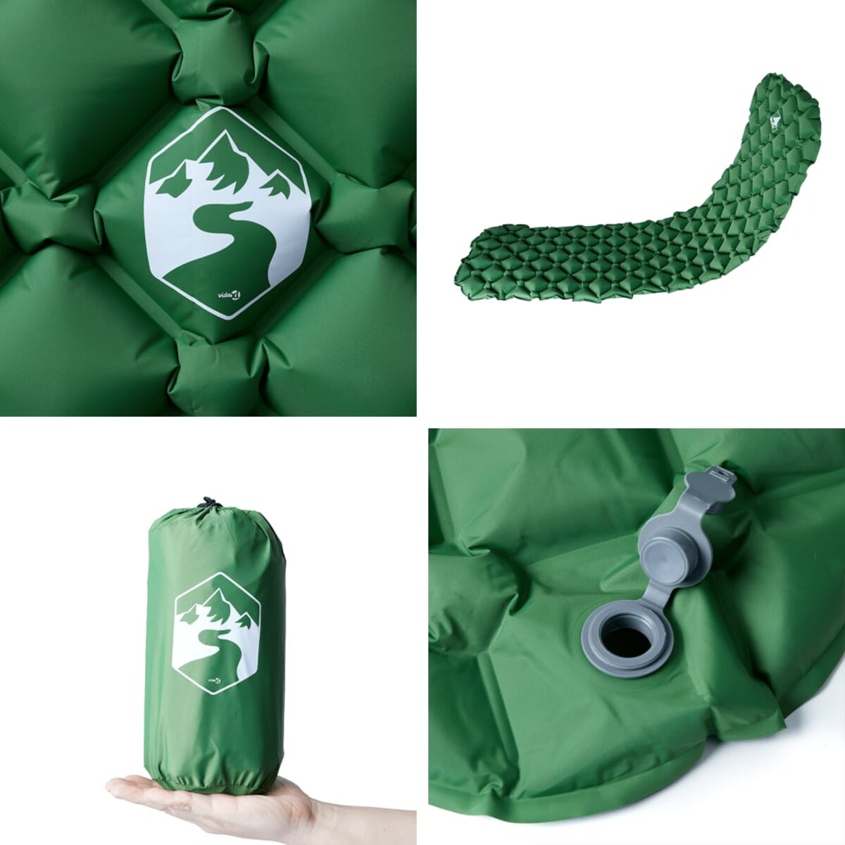 vidaXL Dmuchany materac turystyczny, 1-osobowy, zielony, 190x58x6 cm