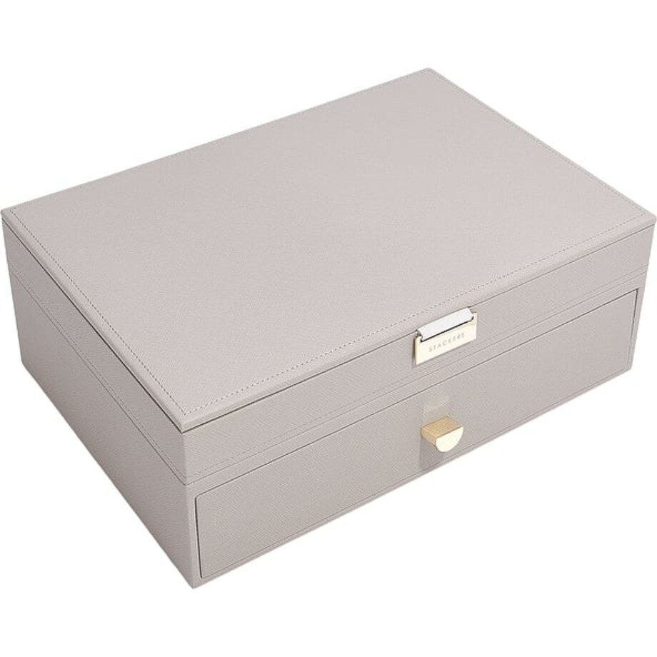 Szkatułka na biżuterię Stackers podwójna supersize jasnoróżowa z szufladą