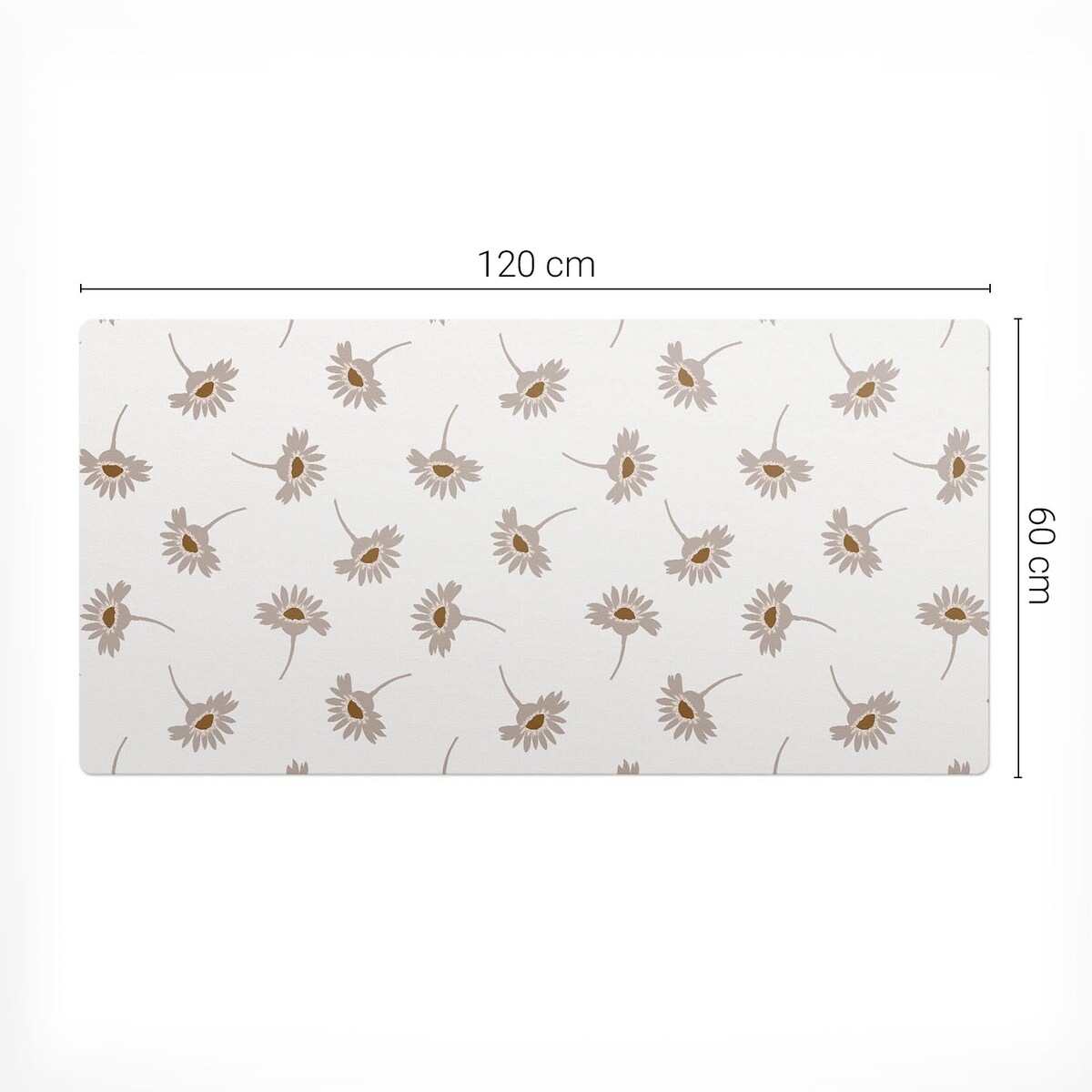 Beżowa mata na biurko Kwiatowy wzór retro, 120x60 cm
