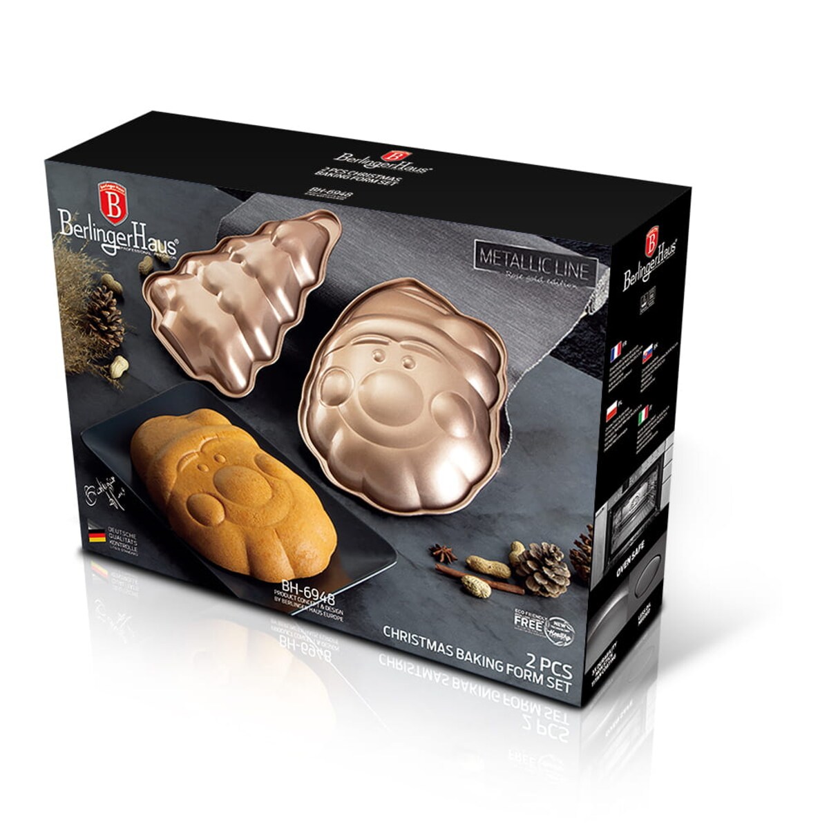 Zestaw 2 świątecznych foremek do pieczenia ciastek BERLINGER HAUS Rosegold