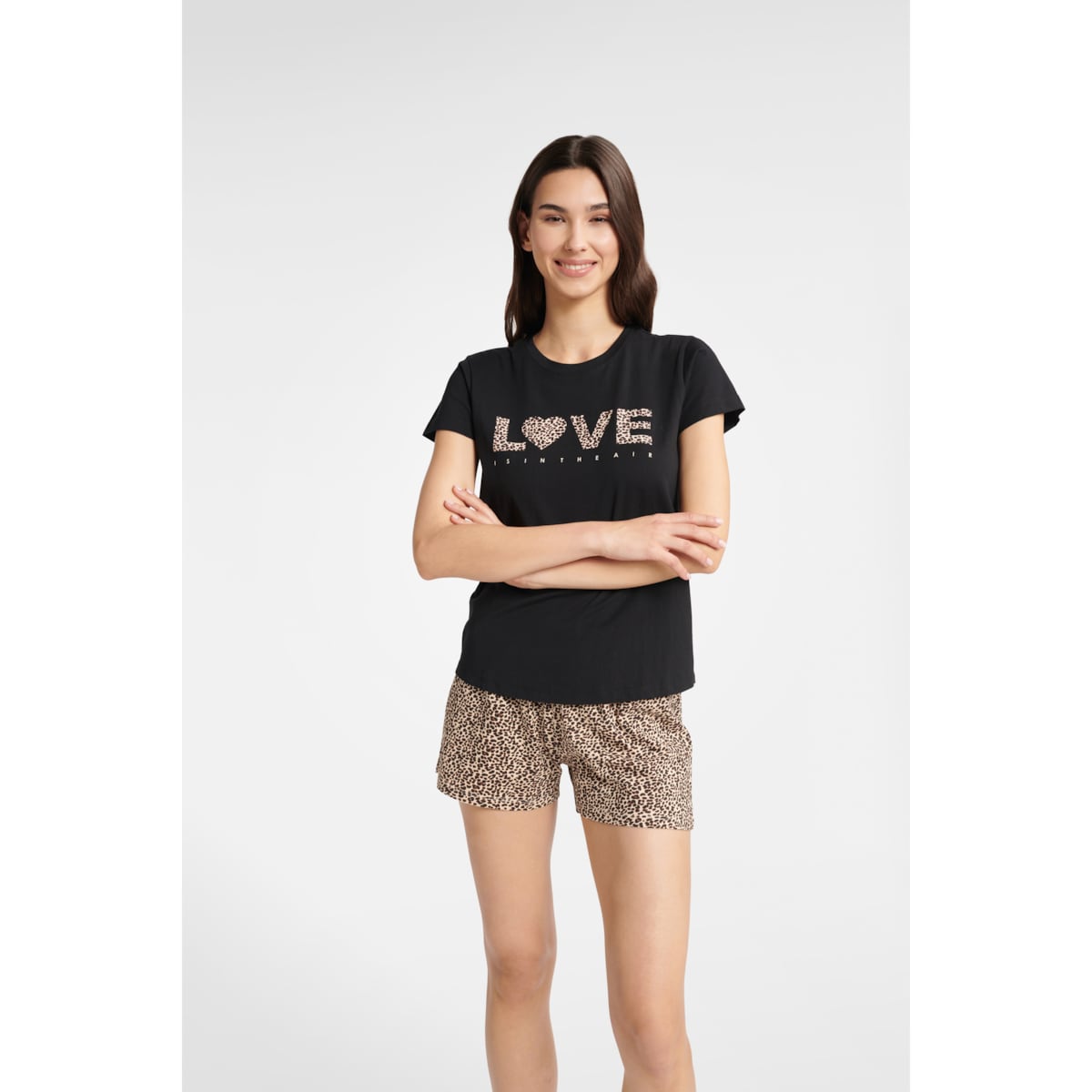 Piżama Boutique 40614-99X Karmelowo-Czarny Karmelowo-Czarny, S