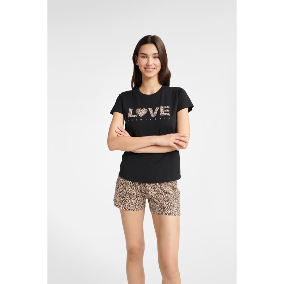 Piżama Boutique 40614-99X Karmelowo-Czarny Karmelowo-Czarny, S