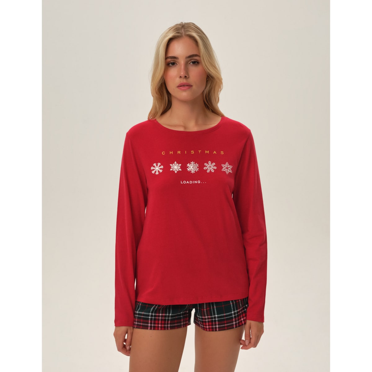 Piżama Feli 41898-33X Czerwone Czerwony, XL