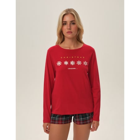 Piżama Feli 41898-33X Czerwone Czerwony, XL