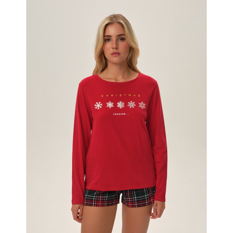 Piżama Feli 41898-33X Czerwone Czerwony, XL