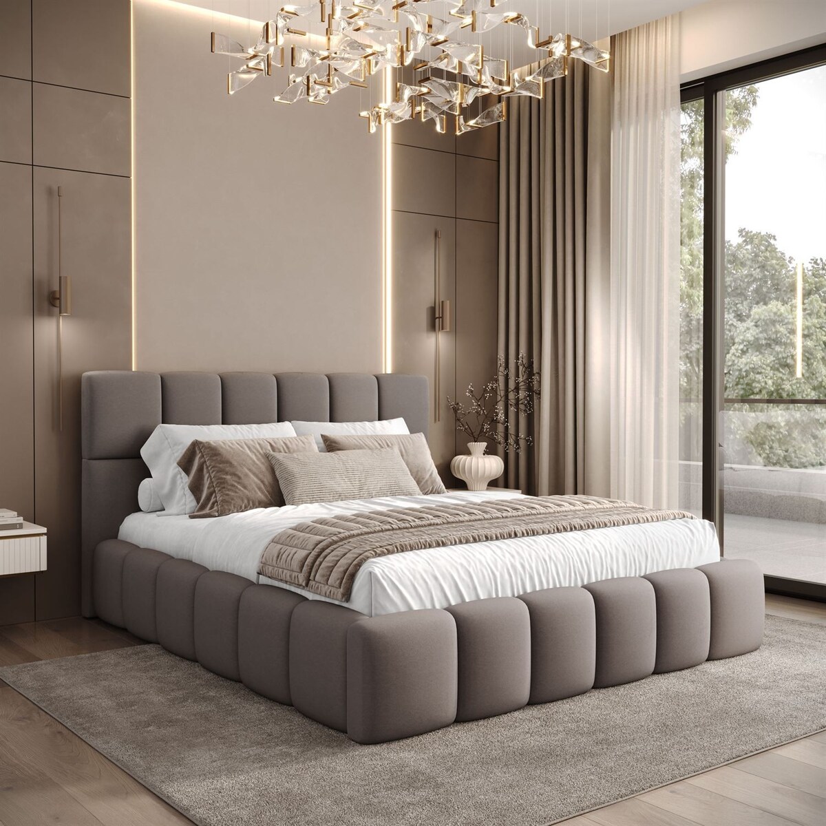 Łóżko tapicerowane VENEZIA, pojemnik na pościel, stelaż 34, 160x200, Castel 20