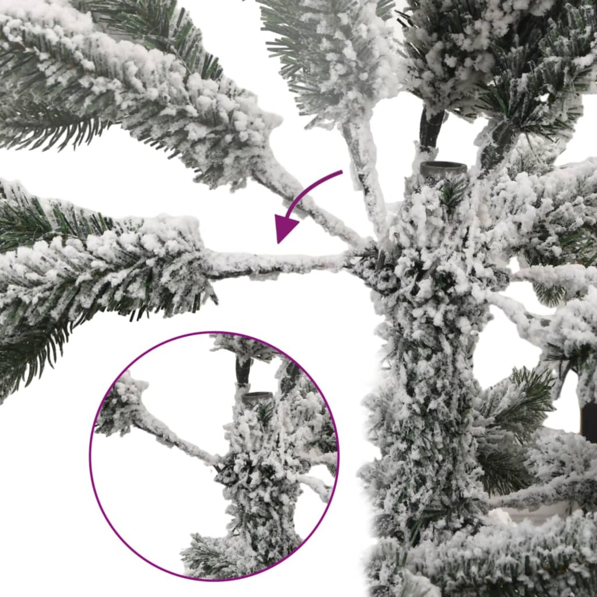 vidaXL Sztuczna choinka zawiasowa, ośnieżona, 210 cm