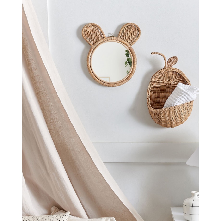 Lustro ścienne 33 cm Naturalny ASHANTI